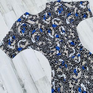 [Vintage] 80s Midi Abstract Floral Tea Dress